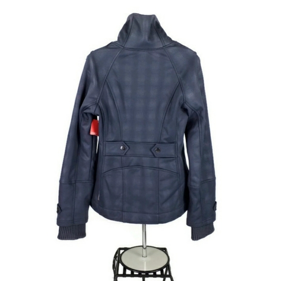 Zella Blue Tonal Plaid Long Sleeve Water Repellant Soft Shell Jacket Womens M - Picture 5 of 14